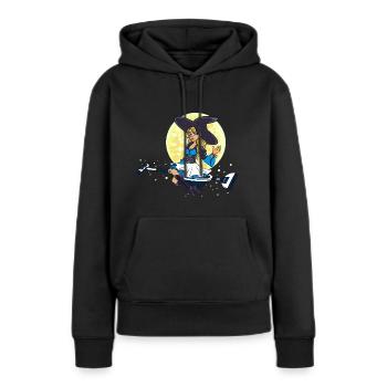 Entreprise de nettoyage de sorcière - Sweat à capuche Premium bio Femme - noir - Devant - Julia (174cm)