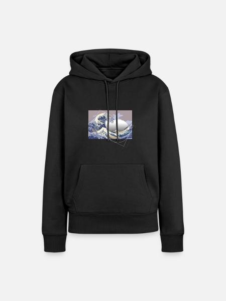 Hokusai rencontre Fibonacci - Sweat à capuche Premium bio Femme - noir