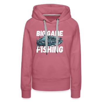 Big Game Fishing - Great Barrakuda - Women’s Premium Organic Hoodie - mauve - Front - Isabella (175cm)