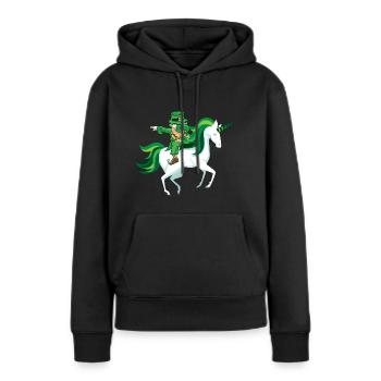 St Patrick Einhorn dab Kobold Geschenk lustig - Frauen Premium Bio Hoodie - Schwarz - Vorne - Julia (174cm)