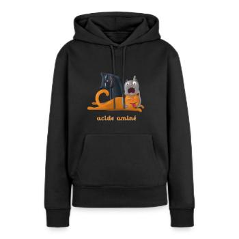 acide aminé - Sweat à capuche Premium bio Femme - noir - Devant - Julia (174cm)