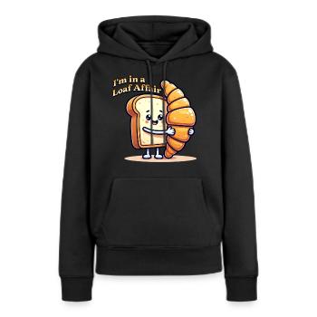 Funny Bread Shirt – Loaf Affair Cartoon - Women’s Premium Organic Hoodie - black - Front - Julia (174cm)