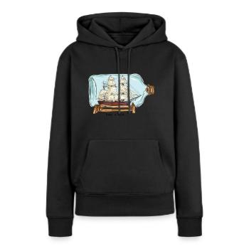 Bouteille - réalisation de souhait - Sweat à capuche Premium bio Femme - noir - Devant - Julia (174cm)
