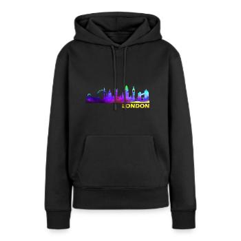 Londres Londres Londres Londres - Sweat à capuche Premium bio Femme - noir - Devant - Julia (174cm)