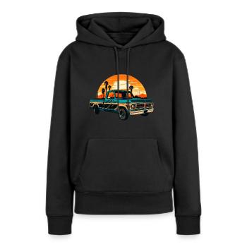 Pick-up Classic Cars - Sweat à capuche Premium bio Femme - noir - Devant - Julia (174cm)