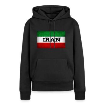 IRAN - Sweat à capuche Premium bio Femme - noir - Devant - Julia (174cm)