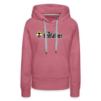 Le beefather - abeille miel apiculteur fleurs en nid d'abeille - Sweat à capuche Premium bio Femme - mauve - Devant - Isabella (175cm)