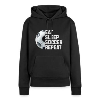 MANGEZ DORMIR SOCCER RÉPÉTER - Sweat à capuche Premium bio Femme - noir - Devant - Julia (174cm)