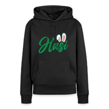 Hasi - süße Häschenohren | Farben änderbar - Frauen Premium Bio Hoodie - Schwarz - Vorne - Julia (174cm)