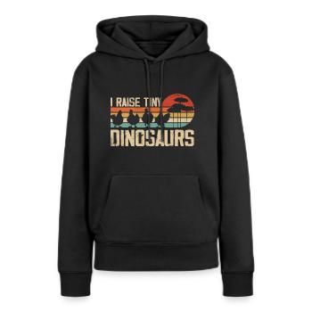 Ich ziehe winzige Dinosaurier auf Vintage Retro Huhn - Frauen Premium Bio Hoodie - Schwarz - Vorne - Julia (174cm)