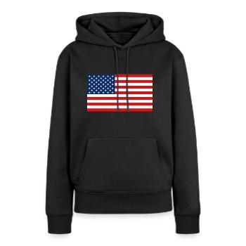 États-Unis - Sweat à capuche Premium bio Femme - noir - Devant - Julia (174cm)