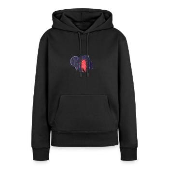 Belle nuit femme avec loup - Sweat à capuche Premium bio Femme - noir - Devant - Julia (174cm)