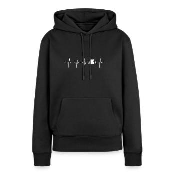Herzschlag Herzfrequenz Herzlinie Campen Zelten - Frauen Premium Bio Hoodie - Schwarz - Vorne - Julia (174cm)