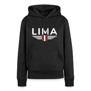 Lima Design – Découvrez la capitale du Pérou - Sweat à capuche Premium bio Femme - noir - Devant - Julia (174cm)