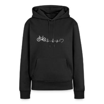 Herzschlag Herzfrequenz Herzlinie Fahrrad Rennrad - Frauen Premium Bio Hoodie - Schwarz - Vorne - Julia (174cm)