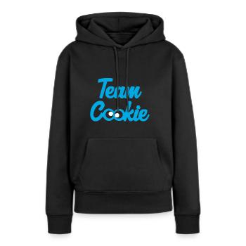 Biscuits biscuits d'équipe - Sweat à capuche Premium bio Femme - noir - Devant - Julia (174cm)