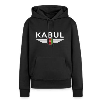 Kabul Design – Au cœur de l’Afghanistan - Sweat à capuche Premium bio Femme - noir - Devant - Julia (174cm)
