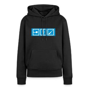 elektiriker, berufe, elektriker beruf, elektriker - Frauen Premium Bio Hoodie - Schwarz - Vorne - Julia (174cm)
