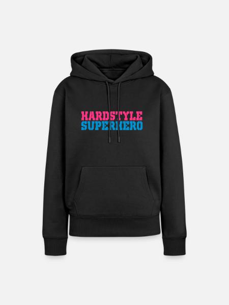 Hardstyle Superheld - Frauen Premium Bio Hoodie - Schwarz