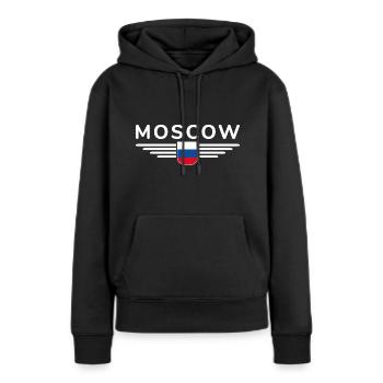 T-Shirt Moscou – Métropole de l’Elégance - Sweat à capuche Premium bio Femme - noir - Devant - Julia (174cm)