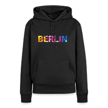 Berlin - Sweat à capuche Premium bio Femme - noir - Devant - Julia (174cm)