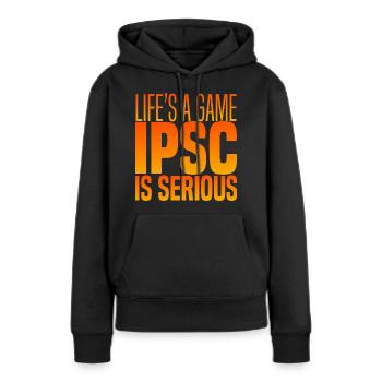 IPSC EST SÉRIEUX - Sweat à capuche Premium bio Femme - noir - Devant - Julia (174cm)