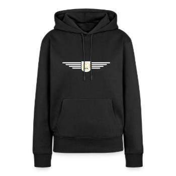 T-shirt Rhode Island Fan – Élégant et unique - Sweat à capuche Premium bio Femme - noir - Devant - Julia (174cm)