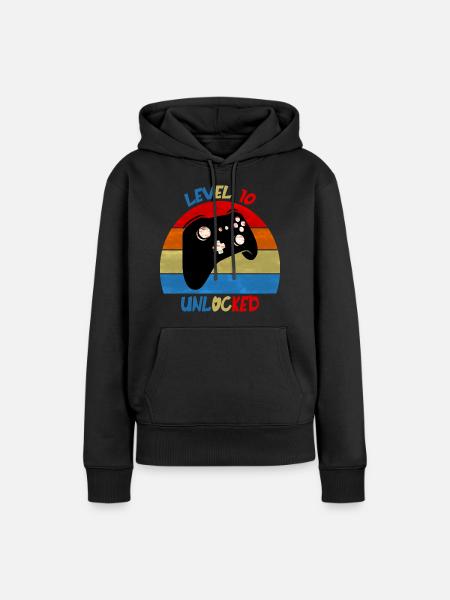 Level 10 freigeschaltet - Frauen Premium Bio Hoodie - Schwarz