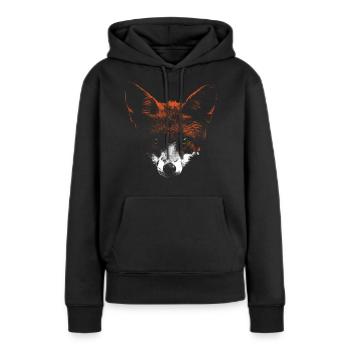 Tête de renard avec museau blanc - Sweat à capuche Premium bio Femme - noir - Devant - Julia (174cm)