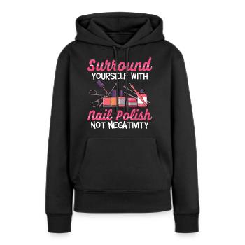 Peindre les ongles - Sweat à capuche Premium bio Femme - noir - Devant - Julia (174cm)