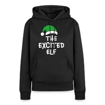 L’elfe excité - Sweat à capuche Premium bio Femme - noir - Devant - Julia (174cm)