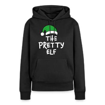 Le Joli Elfe - Sweat à capuche Premium bio Femme - noir - Devant - Julia (174cm)