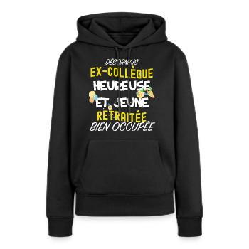 Ex Collègue Cadeau Départ Pour Retraite Femme - Sweat à capuche Premium bio Femme - noir - Devant - Julia (174cm)