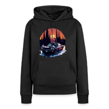 Klassischer Sportwagen - Frauen Premium Bio Hoodie - Schwarz - Vorne - Julia (174cm)