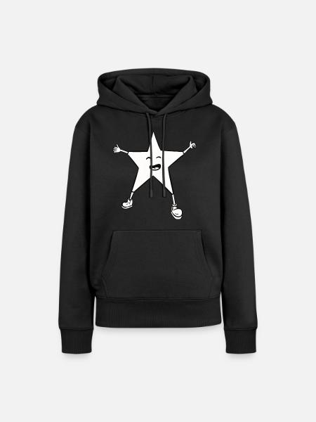 Weihnachtsstern, niedlich mit einem Lächeln - Frauen Premium Bio Hoodie - Schwarz