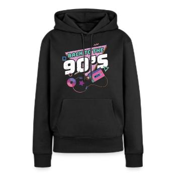 années quatre-vingt-dix - Sweat à capuche Premium bio Femme - noir - Devant - Julia (174cm)