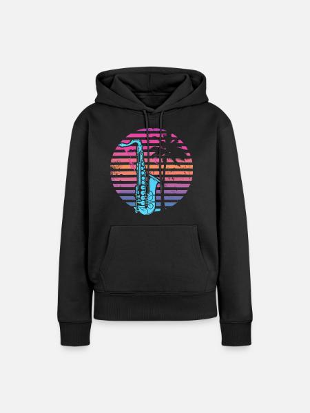 90er Jahre Saxophon - Frauen Premium Bio Hoodie - Schwarz