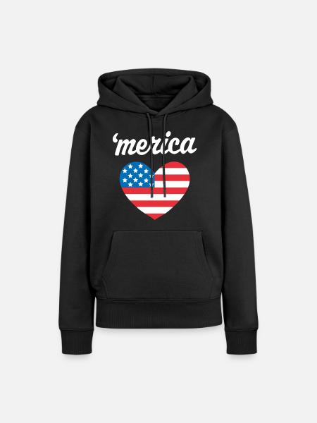 "Merica - Frauen Premium Bio Hoodie - Schwarz