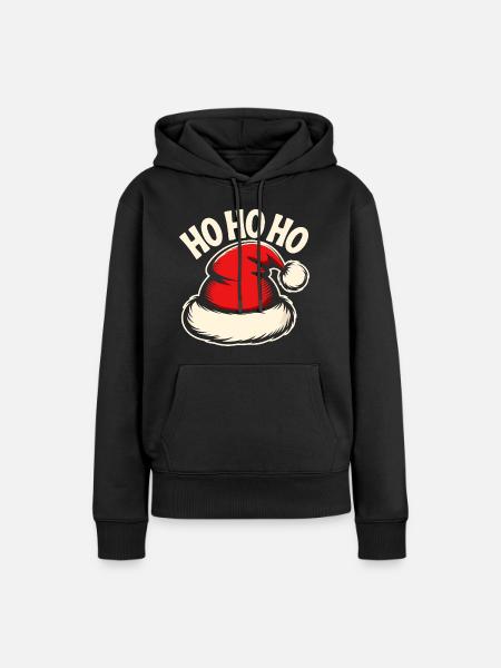 Ho Ho Ho Santa Hat - Frauen Premium Bio Hoodie - Schwarz