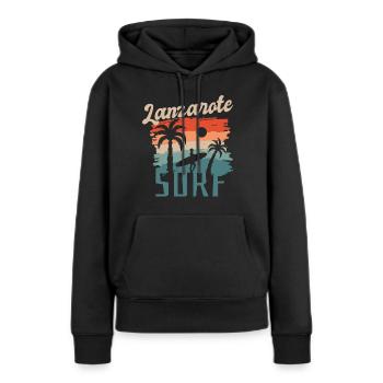 Lanzarote Surf Island - Kanaren - Spanien - Frauen Premium Bio Hoodie - Schwarz - Vorne - Julia (174cm)