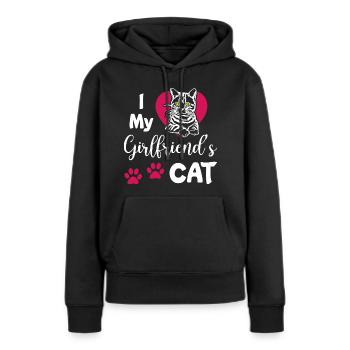 J’aime le chat de mes copines - Sweat à capuche Premium bio Femme - noir - Devant - Julia (174cm)