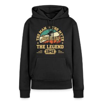 Les Legends sont nés en janvier 1942 - Sweat à capuche Premium bio Femme - noir - Devant - Julia (174cm)