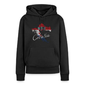 Croatia Kroatien - Frauen Premium Bio Hoodie - Schwarz - Vorne - Julia (174cm)