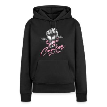 Brustkrebs Awareness Faust & Pinke Schleife Design - Frauen Premium Bio Hoodie - Schwarz - Vorne - Julia (174cm)