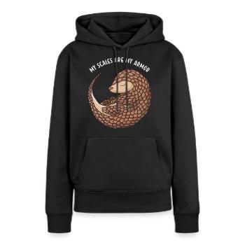 Mes écailles sont mon armure Pangolin - Sweat à capuche Premium bio Femme - noir - Devant - Julia (174cm)
