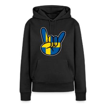 POMMESGABEL SCHWEDEN | METAL | ROCK - Frauen Premium Bio Hoodie - Schwarz - Vorne - Julia (174cm)