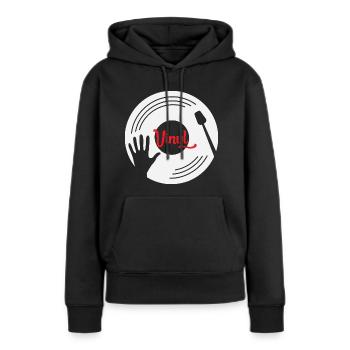 Plaque de coffrage Vinyle Plattenspieler Dj Retro Cadeau - Sweat à capuche Premium bio Femme - noir - Devant - Julia (174cm)
