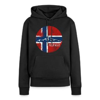 Norvège Flag Montagnes Patrie Patrie Cadeau - Sweat à capuche Premium bio Femme - noir - Devant - Julia (174cm)