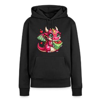 Dragon coloré - Sweat à capuche Premium bio Femme - noir - Devant - Julia (174cm)