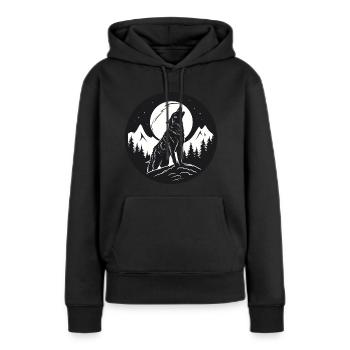 Loup, Chien sauvage, Loup gris, Canis lupus - Sweat à capuche Premium bio Femme - noir - Devant - Julia (174cm)